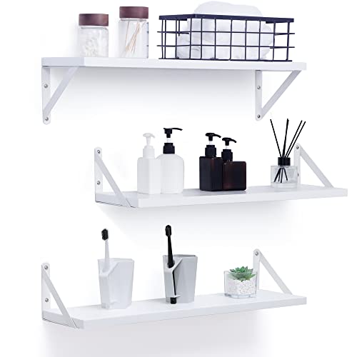 Fun Memories 24" Long Floating Shelves Set of 5, Bathroom Shelves Large Capacity, Bookshelf for Bedroom, Living Room