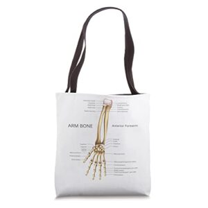 funny anatomy arm bon human anatomical science education tote bag