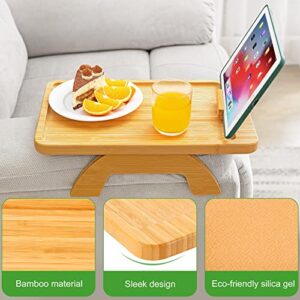 SINWANT Couch Arm Tray Table Sofa Arm Clip Table,Sofa Armrest Tray Table Suitable for Home Drinks/Eat/Fruit,Sofa Tray Table for Couch with Phone Hoder Cup Holder