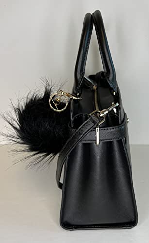 Kate Spade New York Staci MD Satchel bundled with matching Slim Bifold Wallet and Fur Pom (Black)