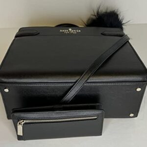 Kate Spade New York Staci MD Satchel bundled with matching Slim Bifold Wallet and Fur Pom (Black)