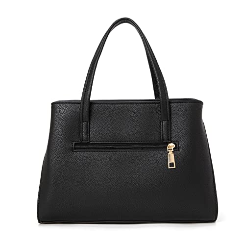 CHERUTY Handbags and Purses for Women, PU Leather Designer Top-Handle Bags Satchel (Black)