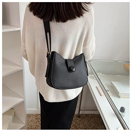 Crossbody Bags for Women Girl, Large Tote Bags Fashion Shoulder Hobo Bag, Leather Crossbody Bucket Purse Cell Phone Handbags (Black)