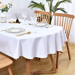 wolkemer oval tablecloth 60 x 84 inch washable fabric table cloth solid white table cover for dining wedding party banquet tabletop decoration