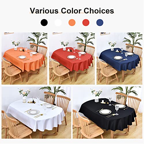 Wolkemer Oval Tablecloth 60 x 84 Inch Washable Fabric Table Cloth Solid White Table Cover for Dining Wedding Party Banquet Tabletop Decoration