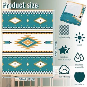 Aztec Throw Blanket Gift 60 x 50 Inches Flannel Bohemian Gift Warm Navajo Blanket Tribal Blanket Western Cover for Camping Bedding Outdoor Couch Sofa Office