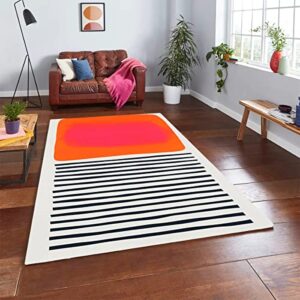 orange black beige minimalist modern abstract area rug for living room bedroom dining room wool shaggy soft plush throw carpet no-slip indoor kitchen laundry runner rug 2×6
