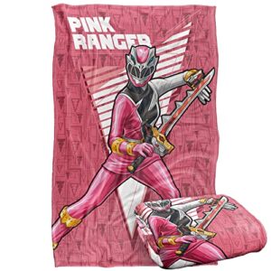 Power Rangers: Dino Fury Blanket, 36"x58" Pink Ranger Character Silky Touch Super Soft Throw Blanket