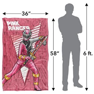 Power Rangers: Dino Fury Blanket, 36"x58" Pink Ranger Character Silky Touch Super Soft Throw Blanket