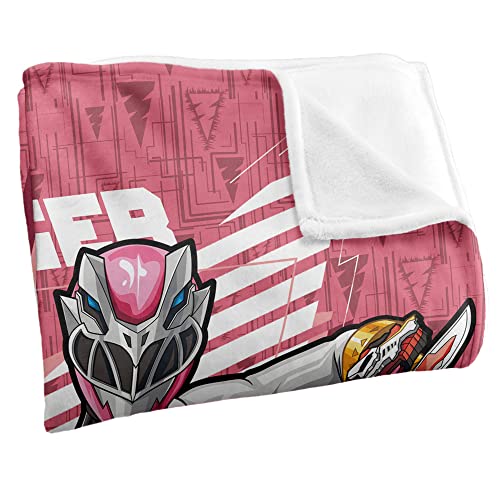 Power Rangers: Dino Fury Blanket, 36"x58" Pink Ranger Character Silky Touch Super Soft Throw Blanket