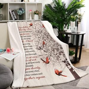 Memorial Blanket| A Limb Has Fallen from Family Tree| Cardinal Remembrance Blanket, Sympathy Memorial Gift for Loss of Father, Mother, Husband in Heaven, in Loving Memory| N2764 (Sherpa, 60x50 inch)