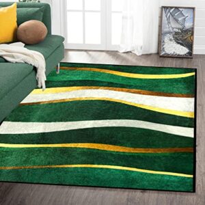 dark green gold area rugs,modern area rug luxury emerald green gold geometric floor carpet,rug with non-slip backing for living room bedroom home office floor rug, 5.25 ft x 7.55 ft