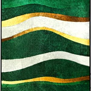 Dark Green Gold Area Rugs,Modern Area Rug Luxury Emerald Green Gold Geometric Floor Carpet,Rug with Non-Slip Backing for Living Room Bedroom Home Office Floor Rug, 5.25 ft x 7.55 ft