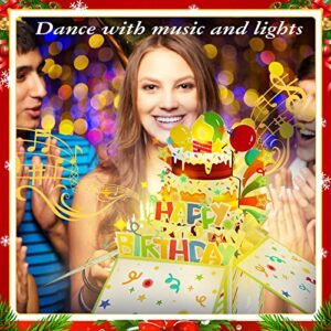 DTESL birthday card 3D Pop Up with Light and Music, birthday cards for women, Handmade Birthday Greeting Cards in a Box, Press the power button to play: plays hit song 'Happy Birthday'