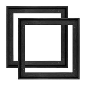 folkor 12×12 frame for canvas painting 0.6-0.8” deep, 2 pack square floater frame for canvas prints, floating frame for wall art oil painting paint by numbers living room decor (black)