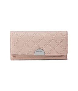 nine west wildwood slg check sec bifold wallet light pastel pink one size