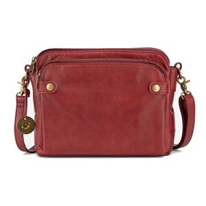 3 layer crossbody leather shoulder bags and clutches, ladies zip satchel bags clutches satchel handbags, three layer leather crossbody shoulder & clutch bag women (red)