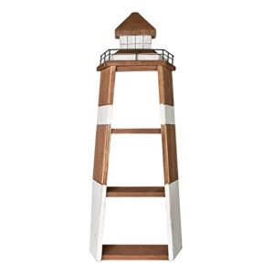 wooden lighthouse shelf nautical beach home room decoration, 31.1″ h display light house free standing & wall mounted rustic lighthouse shelves for bathroom bedroom living room party decoration