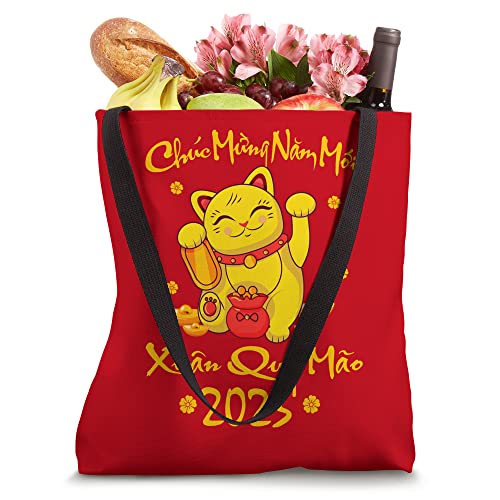 Chuc Mung Nam Moi 2023 Vietnamese Lunar New Year Lucky Cat Tote Bag