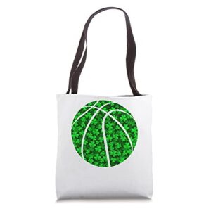 basketball ball irish shamrock clover st patrick’s day tote bag