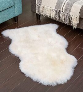 yadi genuine sheepskin rug white natural australia sheepskin lambskin fur area rug bedroom sofa chair cover single pelt/2’x 3′ white/ivory