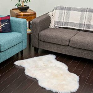 YADI Genuine Sheepskin Rug White Natural Australia Sheepskin Lambskin Fur Area Rug Bedroom Sofa Chair Cover Single Pelt/2'x 3' White/Ivory