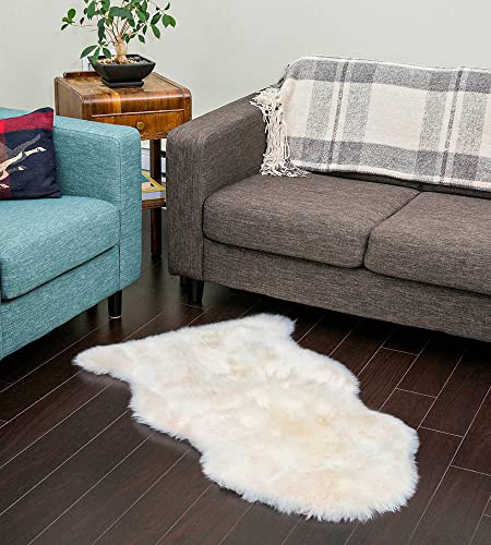 YADI Genuine Sheepskin Rug White Natural Australia Sheepskin Lambskin Fur Area Rug Bedroom Sofa Chair Cover Single Pelt/2'x 3' White/Ivory