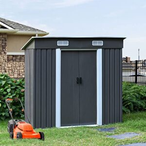 6′ x 4′ outdoor storage shed, outdoor metal storage sheds with sliding door for bike, garden shed small tool outside storage cabinet for backyard, patio, lawn, flat
