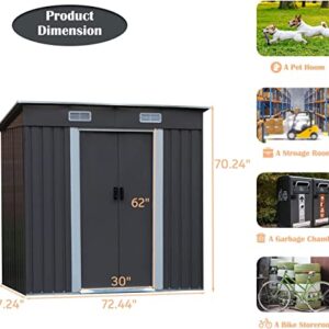 6' x 4' Outdoor Storage Shed, Outdoor Metal Storage Sheds with Sliding Door for Bike, Garden Shed Small Tool Outside Storage Cabinet for Backyard, Patio, Lawn, Flat