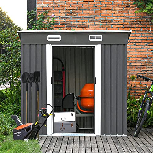 6' x 4' Outdoor Storage Shed, Outdoor Metal Storage Sheds with Sliding Door for Bike, Garden Shed Small Tool Outside Storage Cabinet for Backyard, Patio, Lawn, Flat