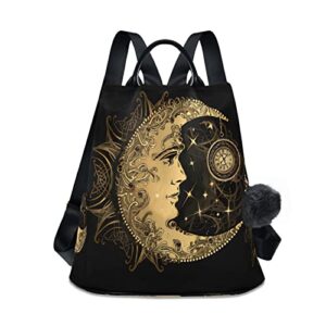 mcyhzjd backpack purse, boho crescent moon sun mandala anti-theft casual college school ladies fashion shoulder bag