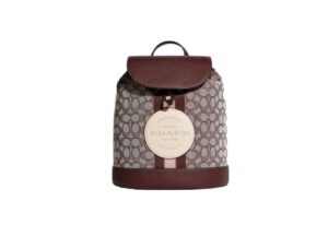 coach dempsey drawstring backpack in signature jacquard patch and stripe (im/wine multi)