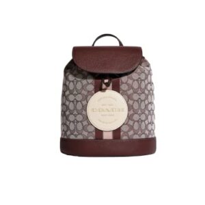 COACH Dempsey Drawstring Backpack In Signature Jacquard Patch And Stripe (IM/Wine Multi)