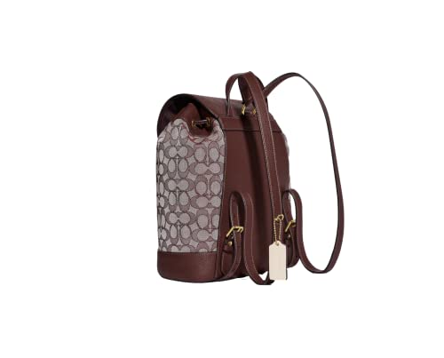 COACH Dempsey Drawstring Backpack In Signature Jacquard Patch And Stripe (IM/Wine Multi)