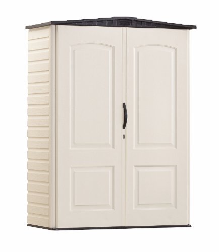 Rubbermaid Resin Weather Resistant Outdoor Storage Shed, 7 x 3.5 ft, Maple/Sandstone & Rubbermaid Resin Weather Resistant Outdoor Storage Shed, 5 x 2 ft, Sandalwood/Onyx Roof