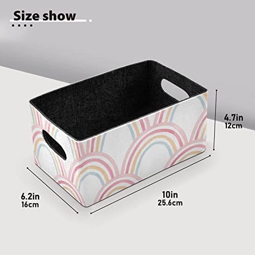 Qilmy Cartoon Rainbow Storage Bin for Shelves Sturdy Storage Baskets Set of 2 Decorative Storage Bins Organization with Handles for Shelves,Closet,Nursery,Book,Toy