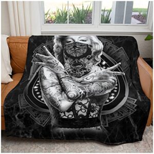 leather supreme marilyn monroe outlaw babe 50×60 soft, plush minky polyester throw blanket