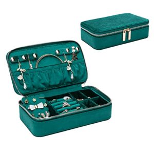 v-lafuy jewelry travel organizer, travel jewelry case small travel jewelry box for women storage rings earrings necklaces – emerald velvet green