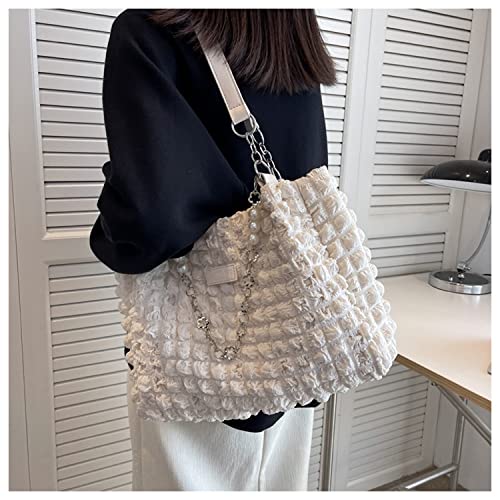 Tote Bags for Women Girls, Soft Shoulder Bags Fashion Hobo Bags Large Purse and Handbags (White)