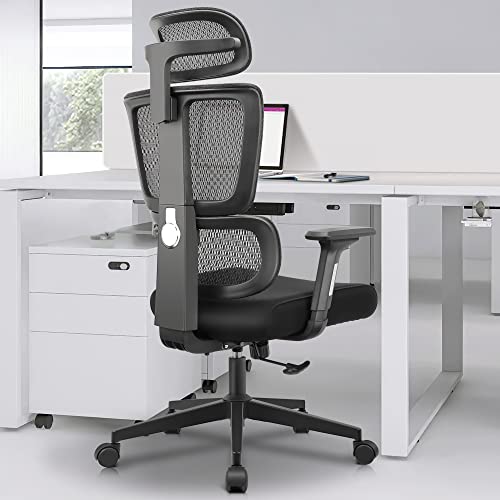 Primy Ergonomic Office Chair Gaming Chair, High Back Breathable Mesh Desk Chair, Comfortable Ergonomic Computer Chair with Adjustable Lumbar Support, Adjustable Lifting 360 Degree Swivel Task Chair