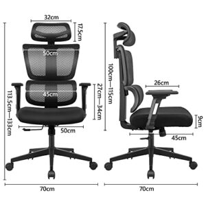 Primy Ergonomic Office Chair Gaming Chair, High Back Breathable Mesh Desk Chair, Comfortable Ergonomic Computer Chair with Adjustable Lumbar Support, Adjustable Lifting 360 Degree Swivel Task Chair