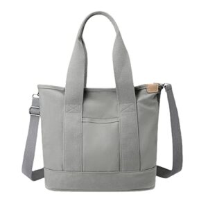 dosomig large capacity multi-pocket handbag canvas bag japanese handmade tote crossbody bag for work daily travel (gray)