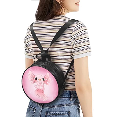 Upetstory Cute Axolotl Purse Small Crossbody Shoulder Bag Round Circle Bags Mini Backpack Purses Clutch Handbag for Women Teen Girls Travel Holiday Picnic Hiking Cycling