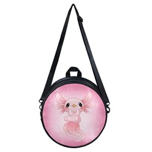 Upetstory Cute Axolotl Purse Small Crossbody Shoulder Bag Round Circle Bags Mini Backpack Purses Clutch Handbag for Women Teen Girls Travel Holiday Picnic Hiking Cycling