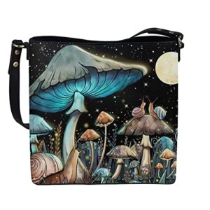 wellflyhom mushroom snails bucket bag for women crossbody bag pu leather messenger purse trendy shoulder handbag clutch tote bag with inner pockets work hobo bag satchel