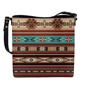 WELLFLYHOM Southwest Aztec Bucket Bag Purse for Women Trendy Crossbody Bag Western Ethnic Tribal Baja Shoulder Handbag with 3 Inner Pockets Clutch Tote Bag Travel Wallet Women Work Satchel