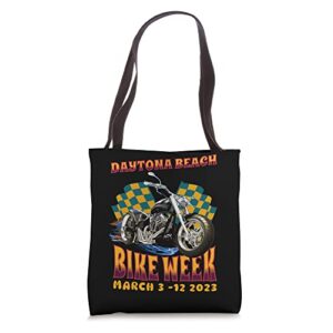 2023 daytona beach bike week rally flags with front art tote bag