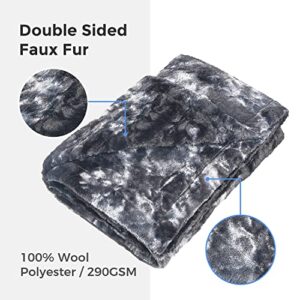 MOOFUN Faux Fur Throw Blanket- 60 x 80 inches, Soft Fluffy Cozy Warm Fuzzy Machine Washable, Durable Blanket for Couch and Bed - Grey