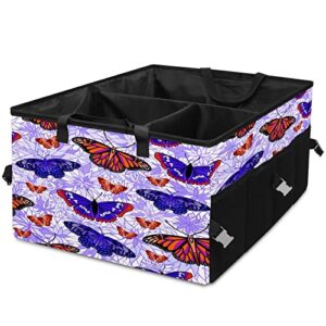 gorgeous butterfly retro purple trunk organizer large storage groceries bag for car trunk with dividers back seat suv organizers collapsible adjustable auto trunk cargo box