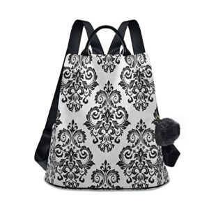 slhfpx floral damask backpack purse for women anti theft fashion back pack shoulder bag multipurpose pockets